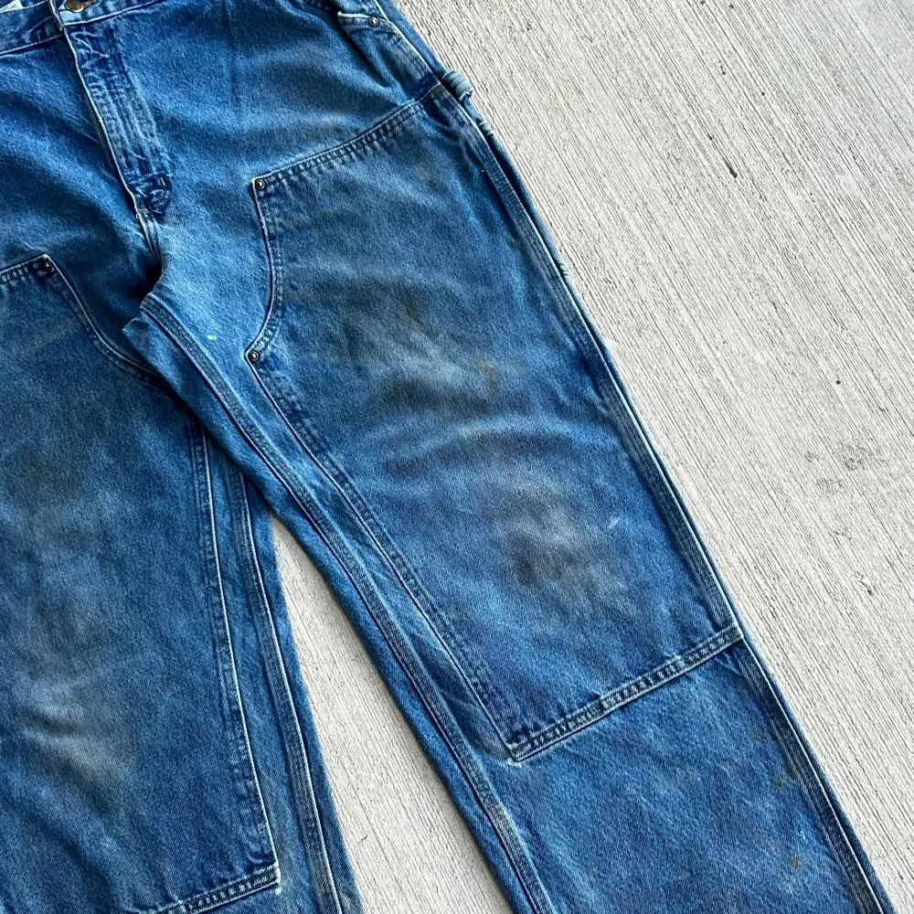 Carhartt denim blue jean double knee work wear carpenter pants